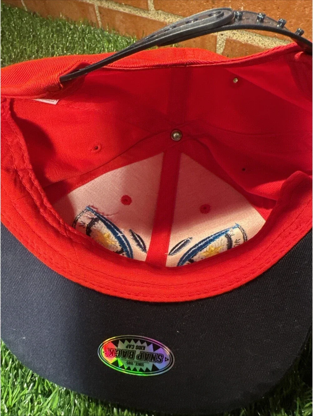 Cartoon Monster Face  Hat with Ear Accents SnapBack Youth Size